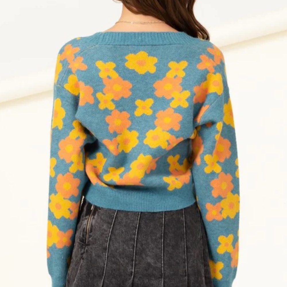 NEW Teal Daisy Cardigan - Picture 2 of 4